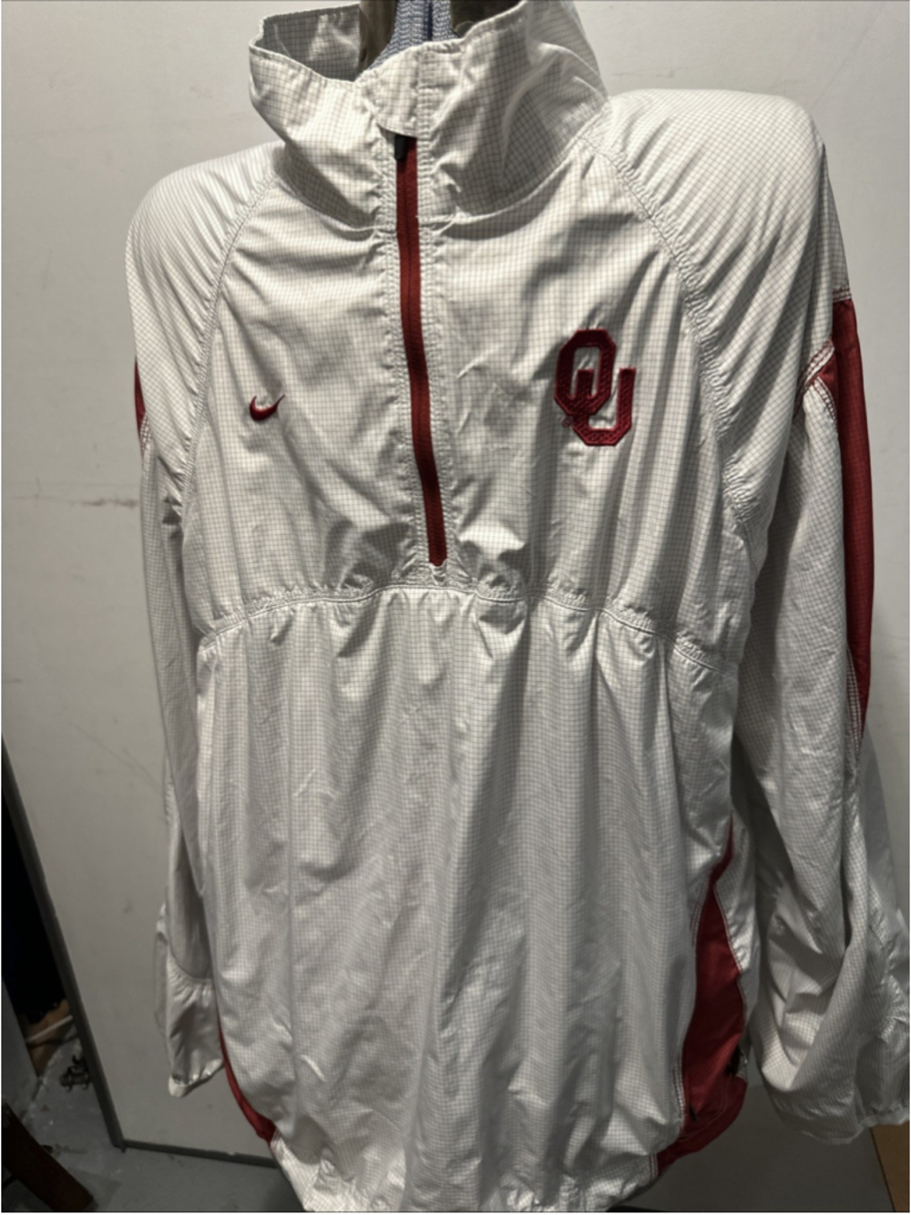 Nike Storm-Fit Oklahoma Sooners Quarter Zip Pullover Jacket Men's L White Red OU